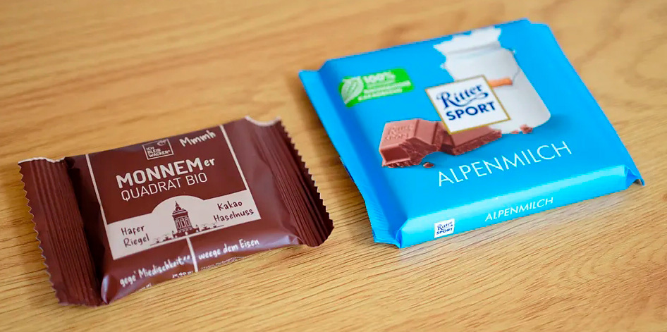 A sinistra il prodotto di Wacker, a destra quello di Ritter Sport